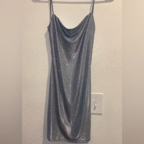 Sexy Sparkling Silver Dress - Picture 3 of 5